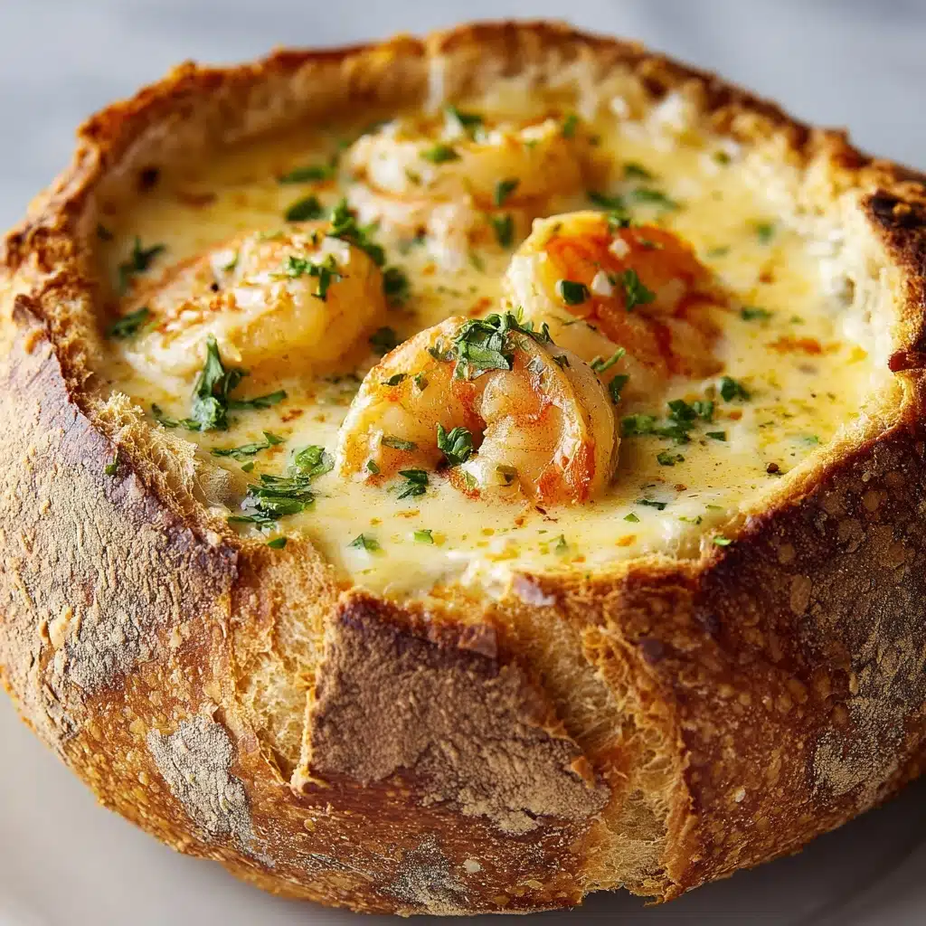 Stuffed Seafood Soup Bread Bowl Recipe - Recipe Image