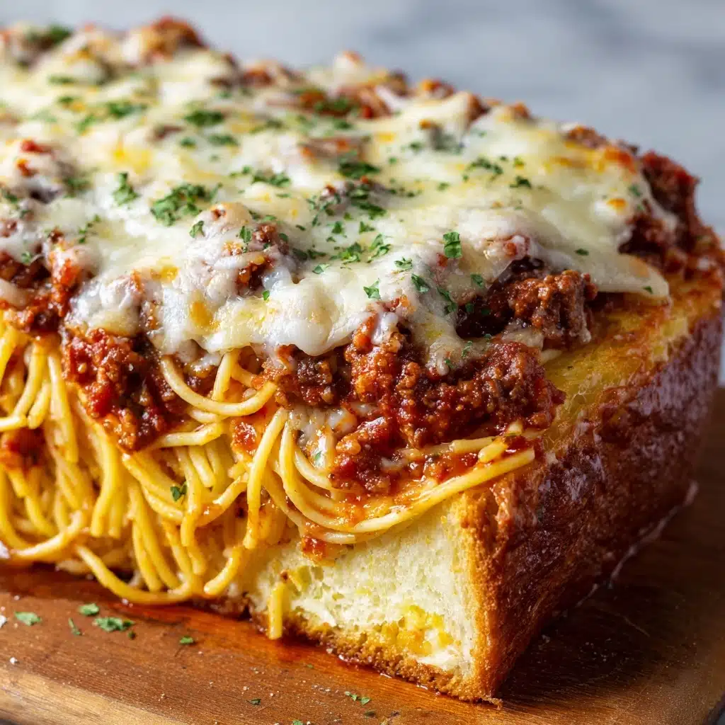 Spaghetti-Stuffed Garlic Bread Recipe - Recipe Image