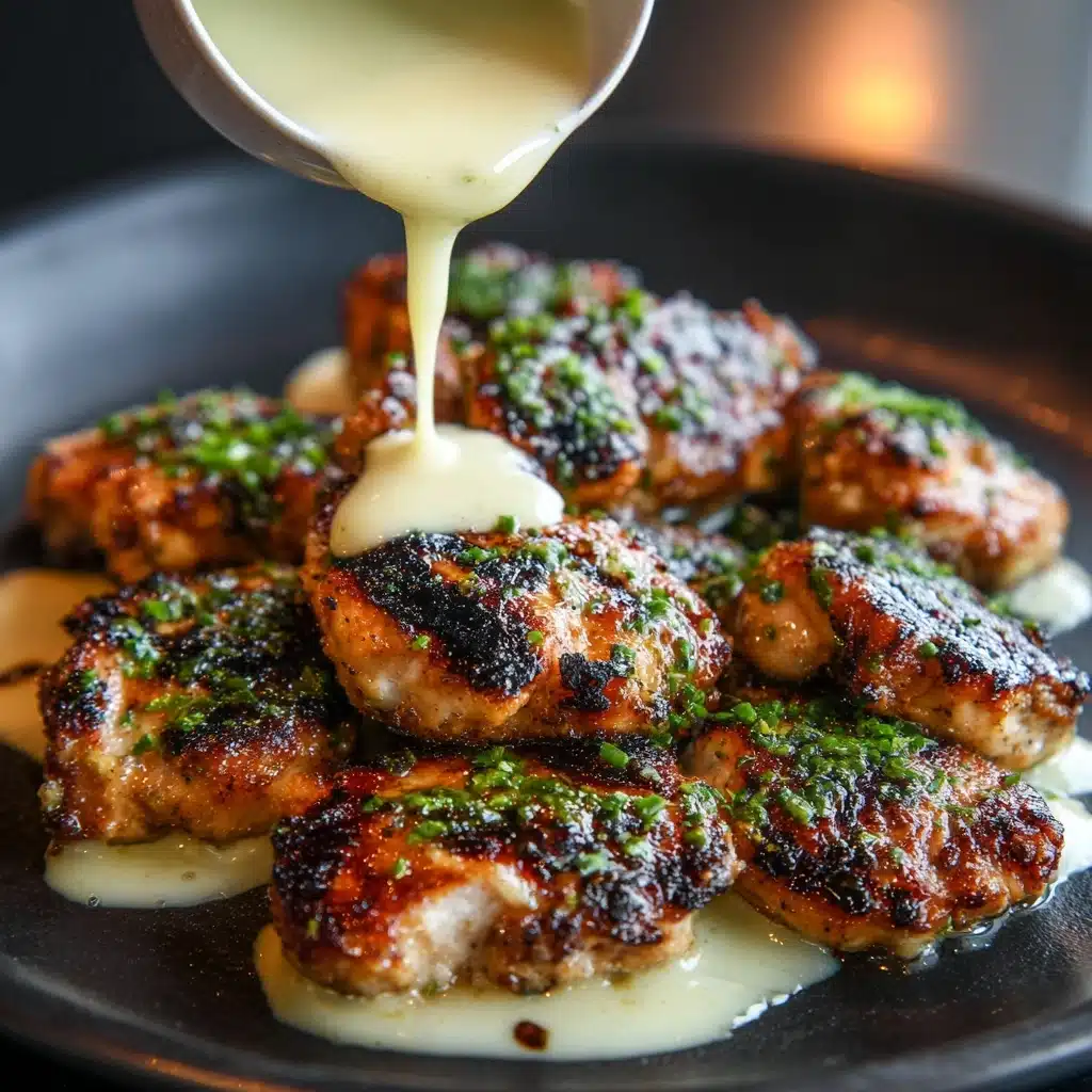 Grilled Chicken Bites with Creamy Garlic Sauce Recipe - Recipe Image