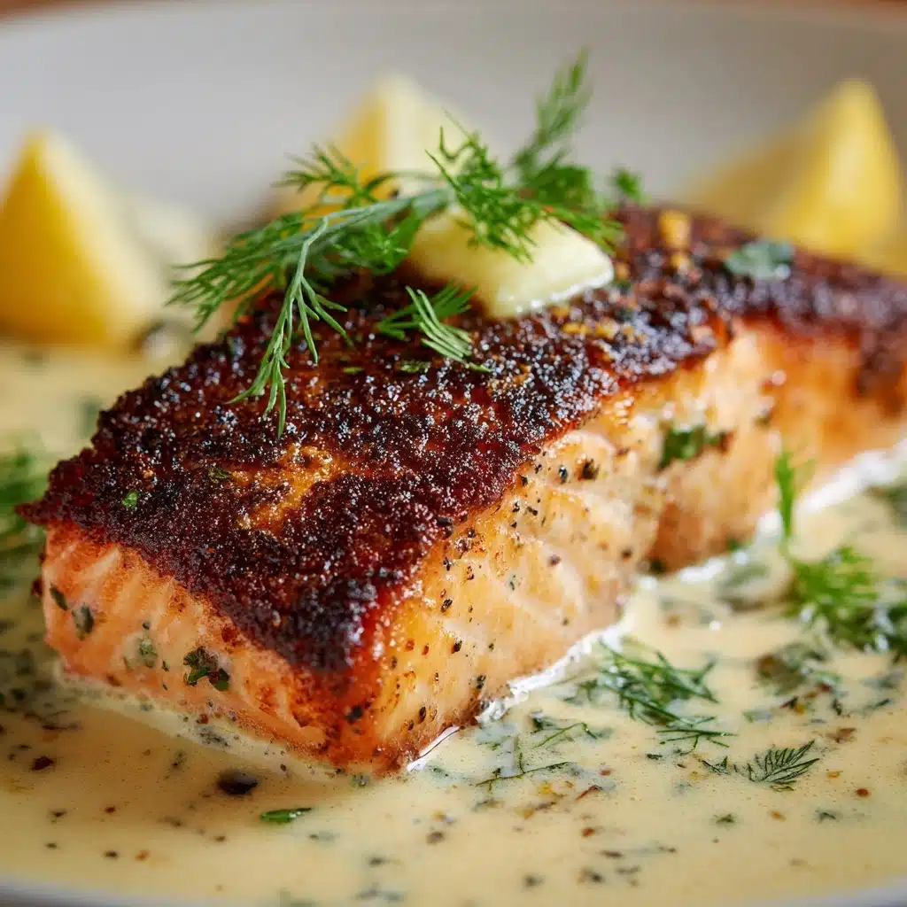 Blackened Salmon with Creole Lemon Dill Sauce Recipe - Recipe Image