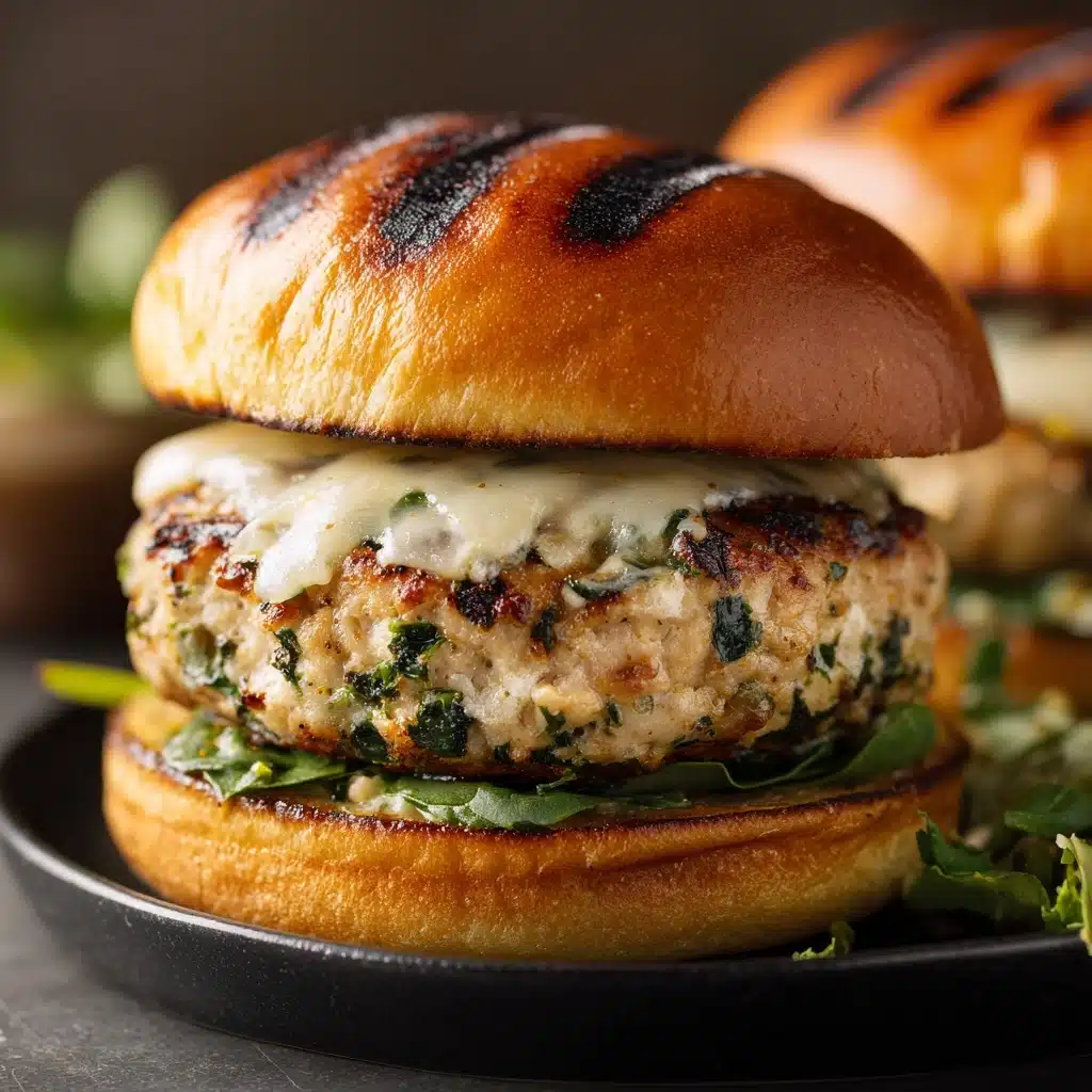 White Cheddar and Spinach Chicken Burgers Recipe - Recipe Image