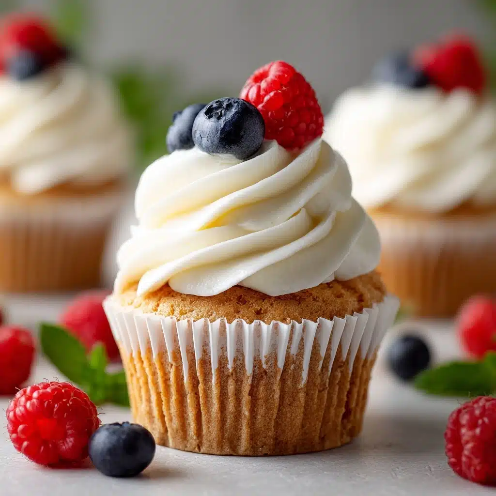 Angel Food Cupcakes with Whipped Cream and Berries Recipe - Recipe Image