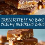 No Bake Crispy Snickers Bars Recipe