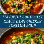 Southwest Black Bean Chicken Tortilla Soup Recipe