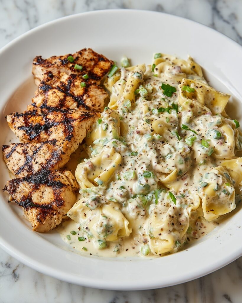 Asiago Tortellini Alfredo with Grilled Chicken Recipe