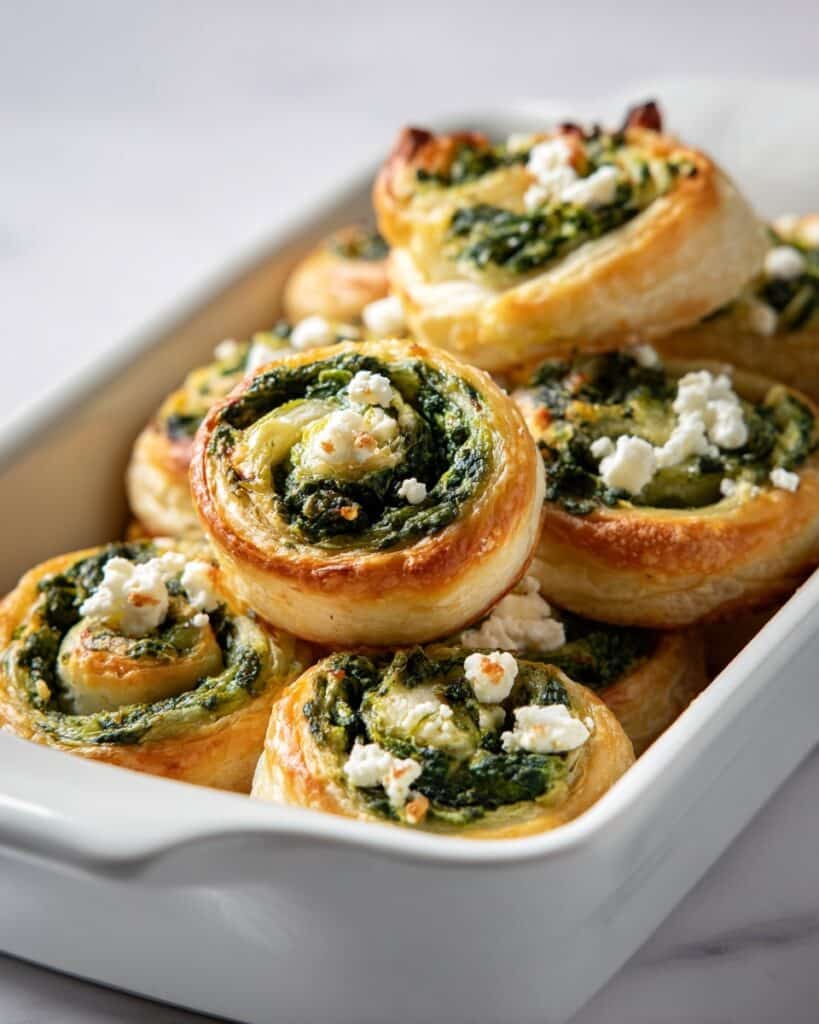 Spinach Feta Puff Pastry Pinwheels Recipe