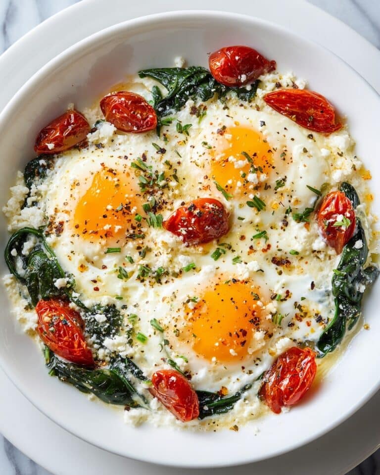 Baked Feta Eggs with Spinach and Tomatoes Recipe