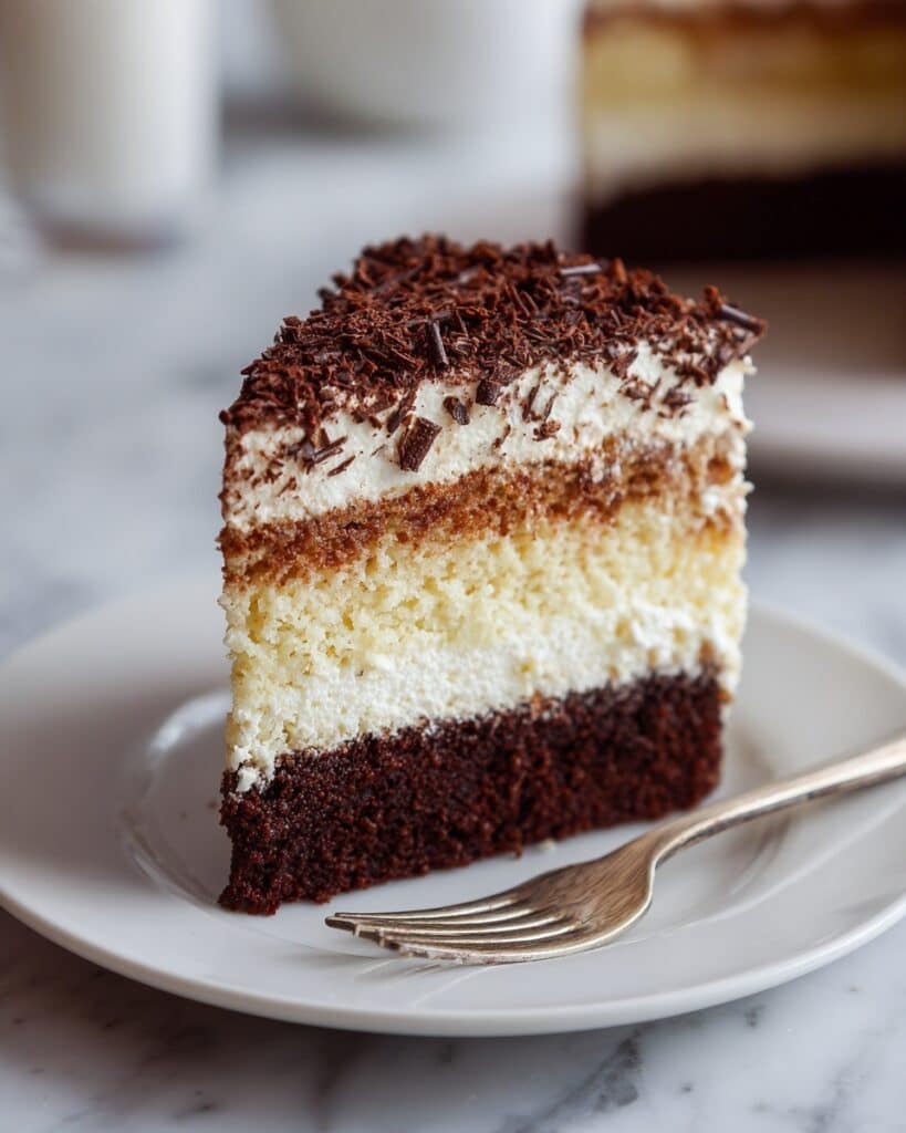 White German Chocolate Cake with a Cheesecake Center Recipe