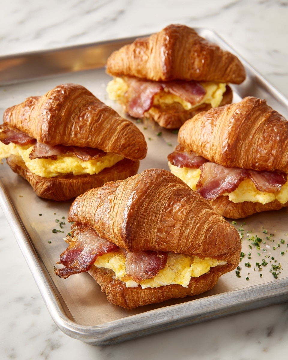 Croissant Breakfast Sandwiches with Honey Dijon Spread and Scrambled Eggs Recipe