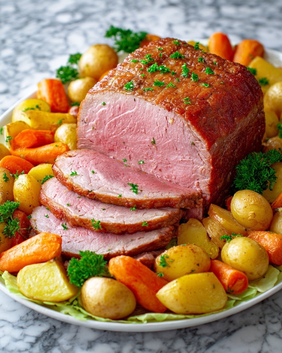 Classic Irish Corned Beef and Cabbage Recipe with Roast Potatoes and Horseradish Sauce Recipe - Recipe Image