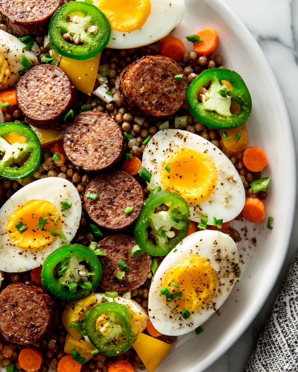 Pickled Eggs, Sausages, Jalapeños, and Carrots Recipe - Recipe Image