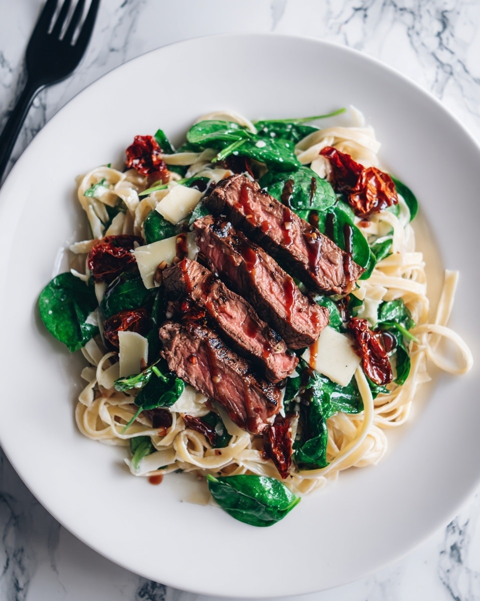Creamy Gorgonzola Steak Pasta Recipe - Recipe Image
