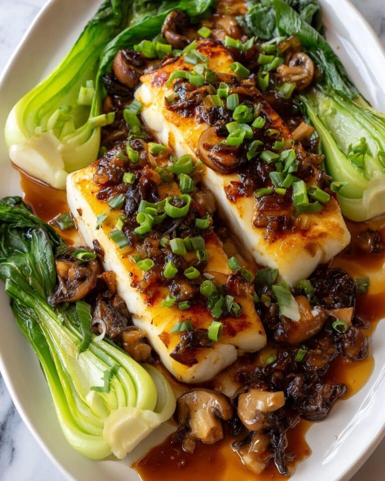 Miso Glazed Black Cod on Baby Bok Choy and Shiitake Mushrooms Recipe
