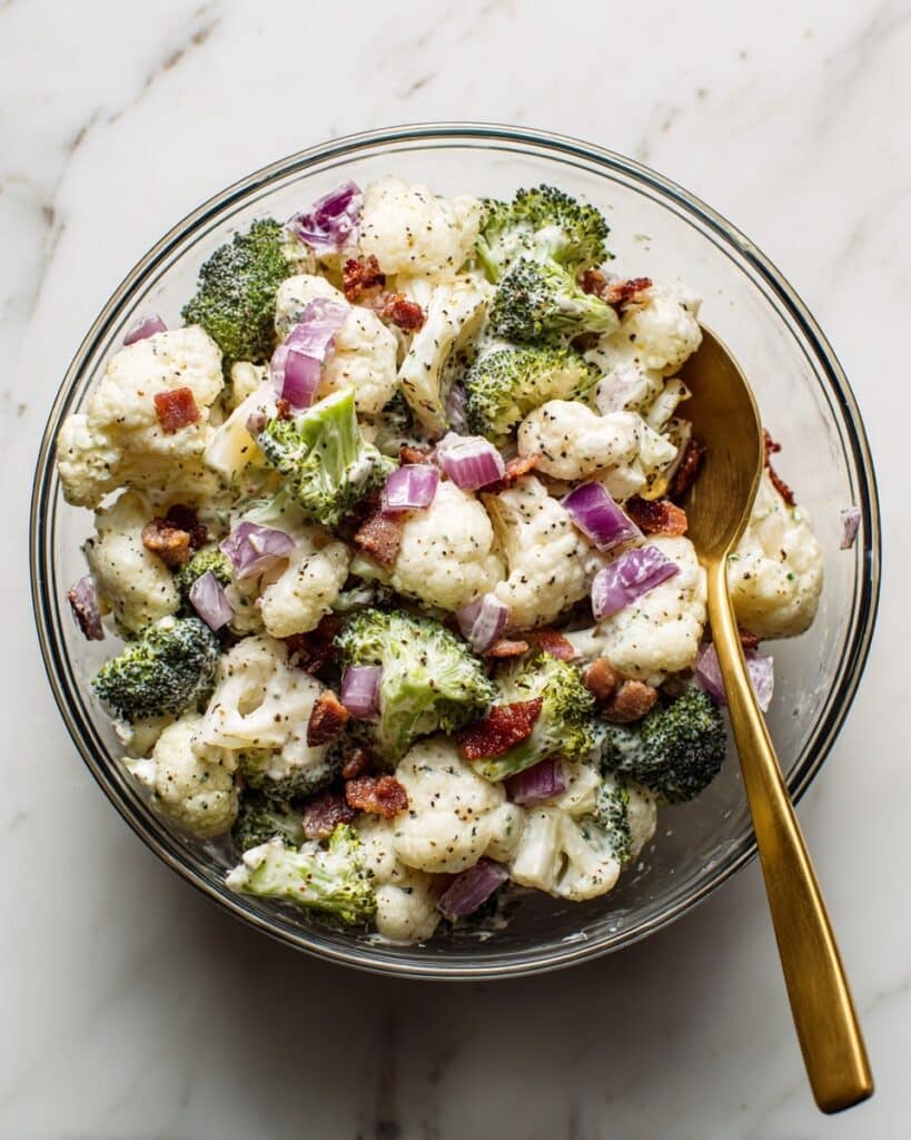 Broccoli Cauliflower Salad with Bacon and Lemon-Herb Dressing Recipe