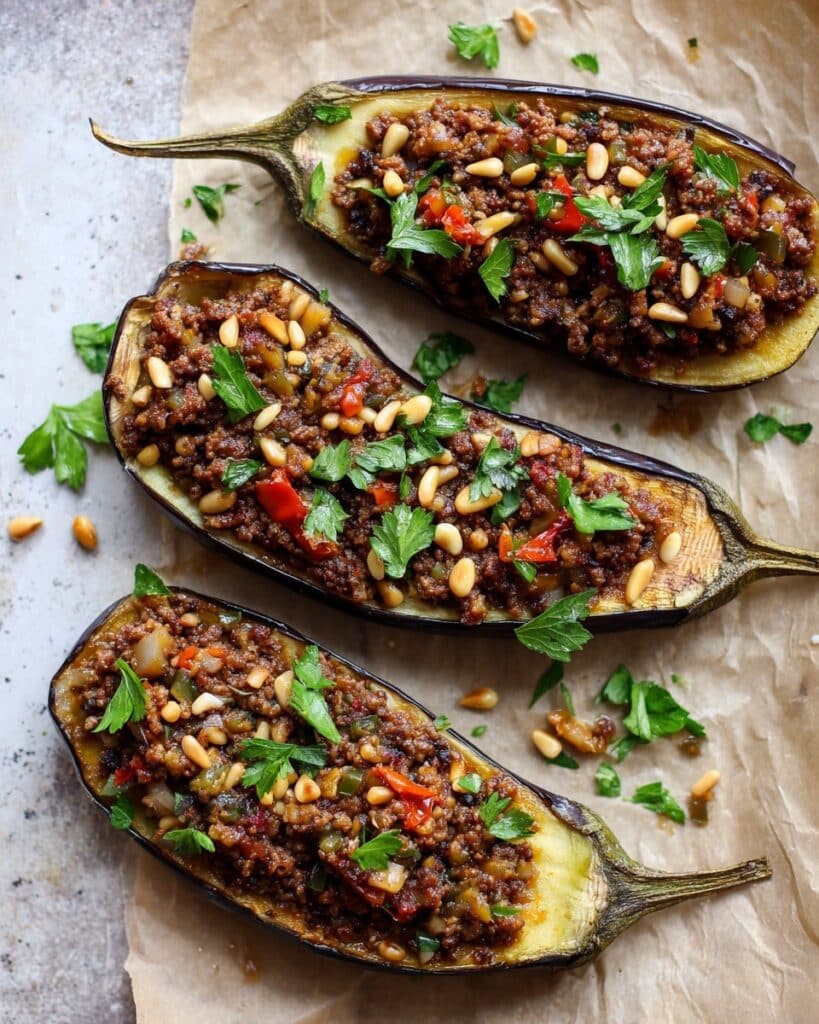 Lamb-Stuffed Roasted Eggplant Recipe