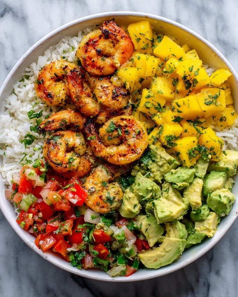 Chipotle Shrimp Avocado and Mango Rice Bowls Recipe