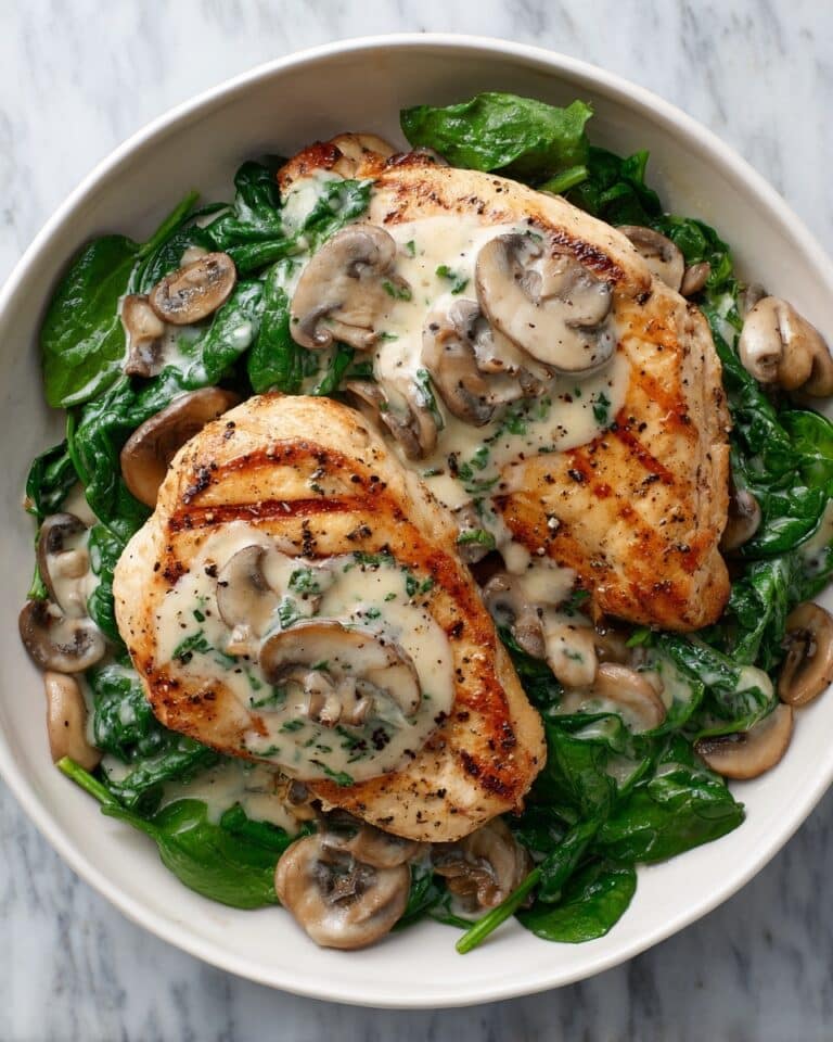 Creamy Parmesan Chicken with Spinach and Mushrooms Recipe