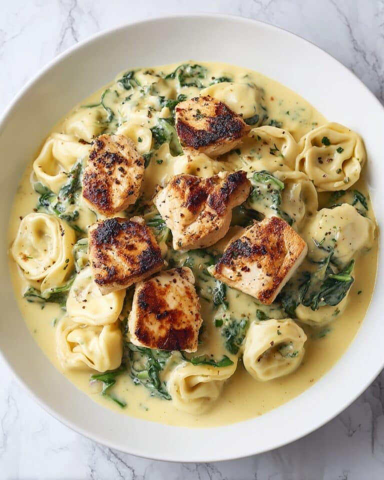 Cheesy Garlic Parmesan Chicken Tortellini with Spinach in Creamy Sauce Recipe