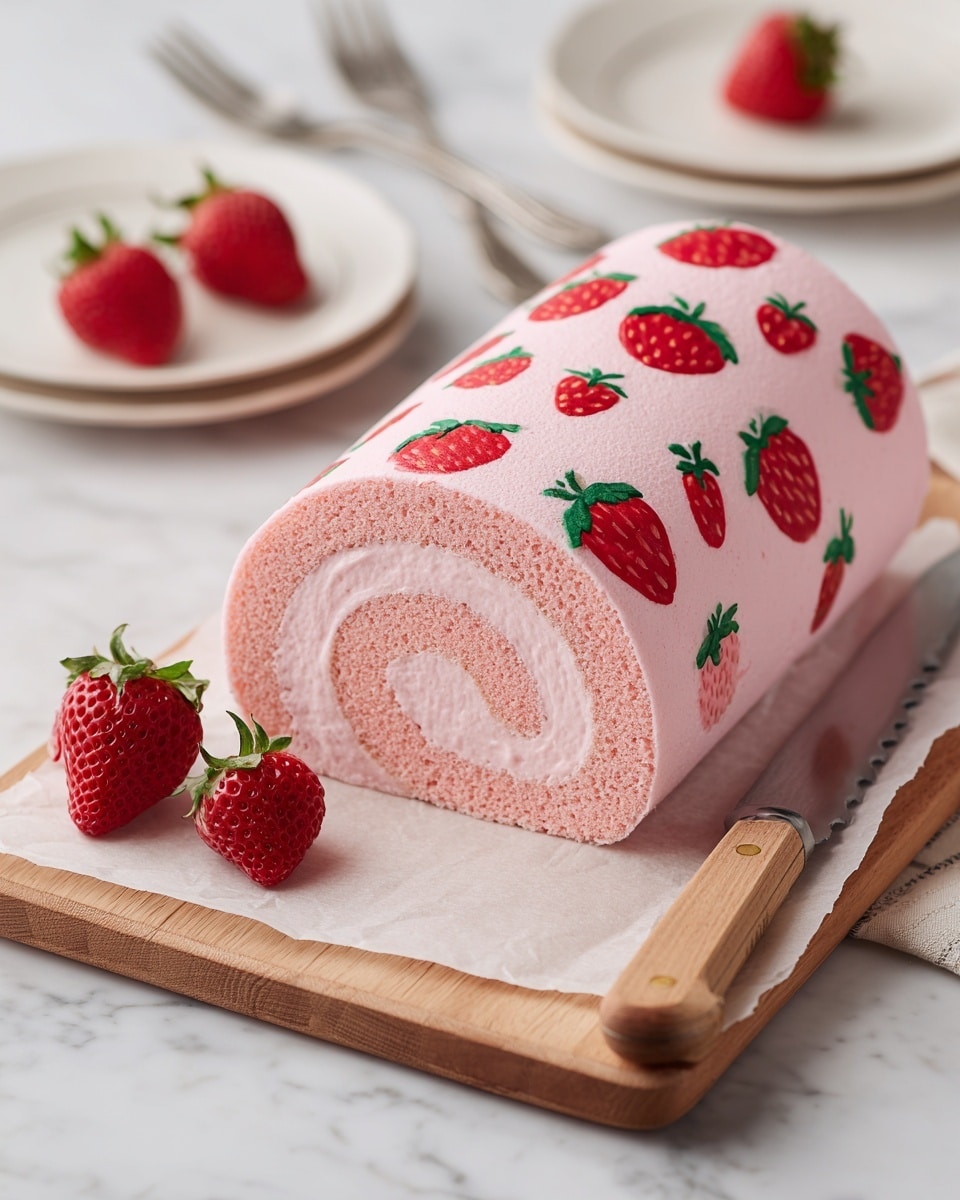 Strawberry Birthday Cake Roll Recipe - Recipe Image