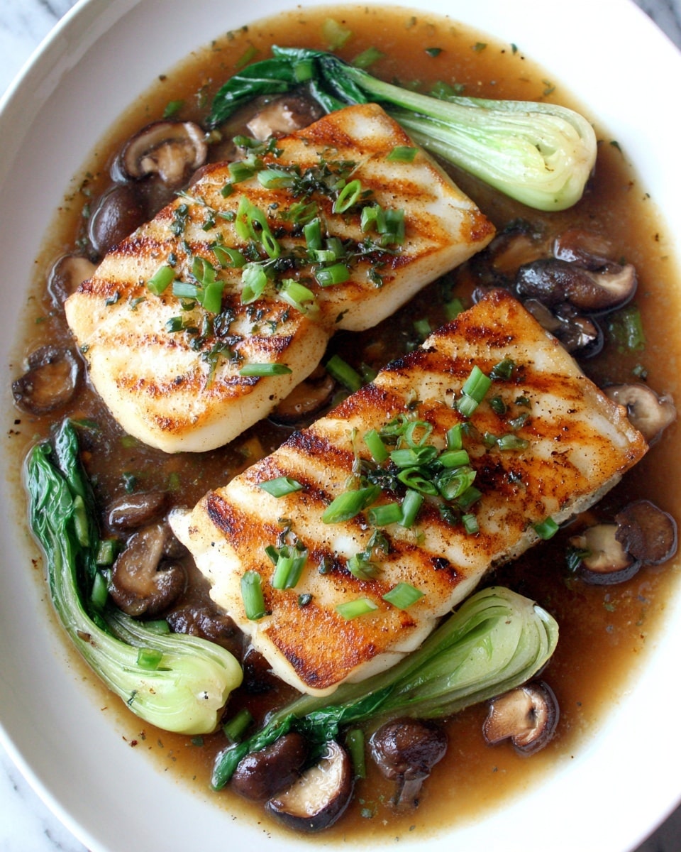 Miso Glazed Black Cod on Baby Bok Choy and Shiitake Mushrooms Recipe - Recipe Image