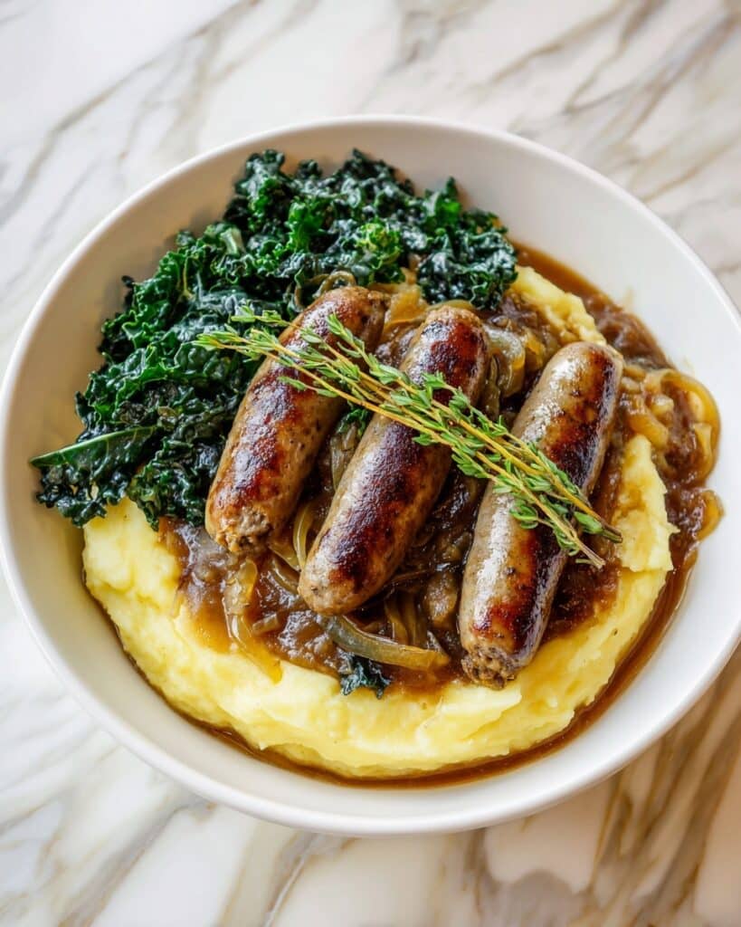 Sausages with Homemade Onion Gravy Recipe