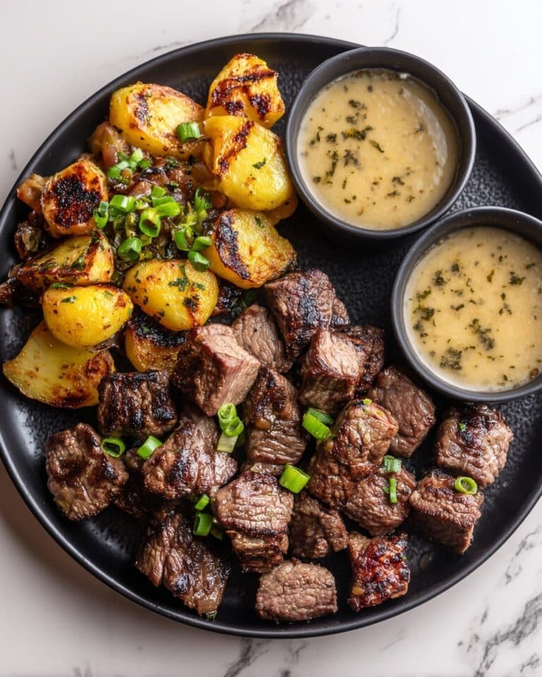Garlic Butter Steak Bites with Smashed Potatoes Recipe