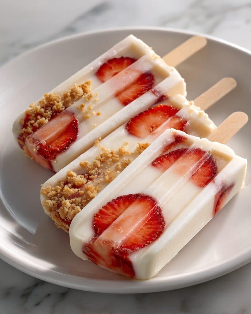 Strawberry Swirl Cheesecake Ice Pops Recipe