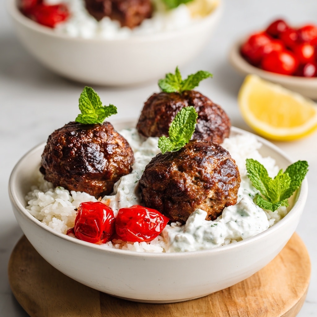 Greek Meatball Rice Bowls with Tzatziki Sauce Recipe