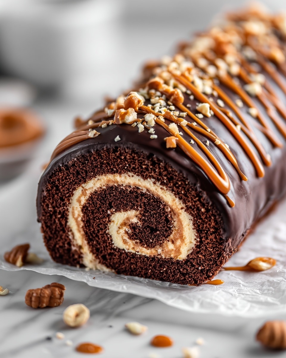 Decadent Chocolate Peanut Butter Cake Roll Recipe - Recipe Image