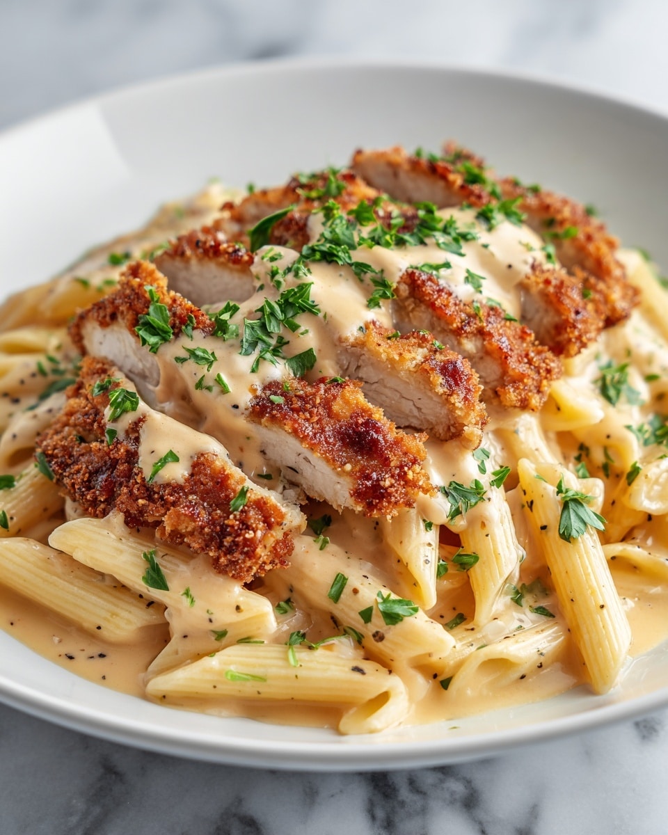 Crispy Chicken with Creamy Pasta Recipe - Recipe Image