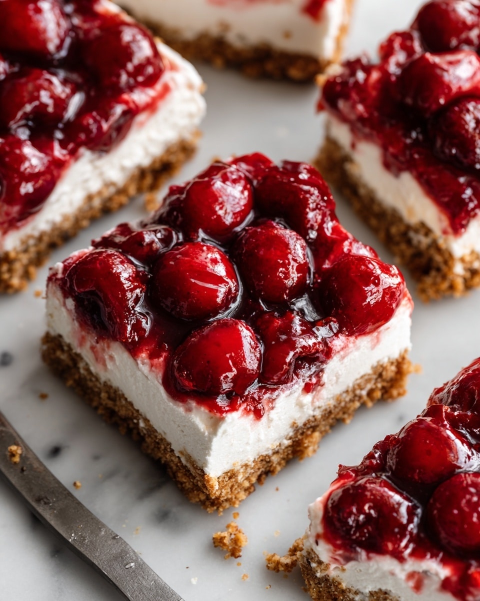 No-Bake Cherry Cheesecake Bars Recipe - Recipe Image