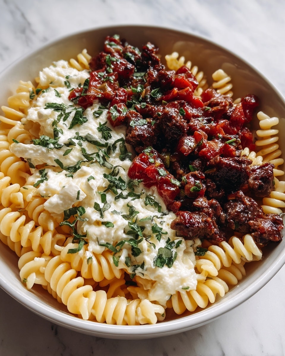 Loaded Cheeseburger Alfredo Pasta Recipe - Recipe Image