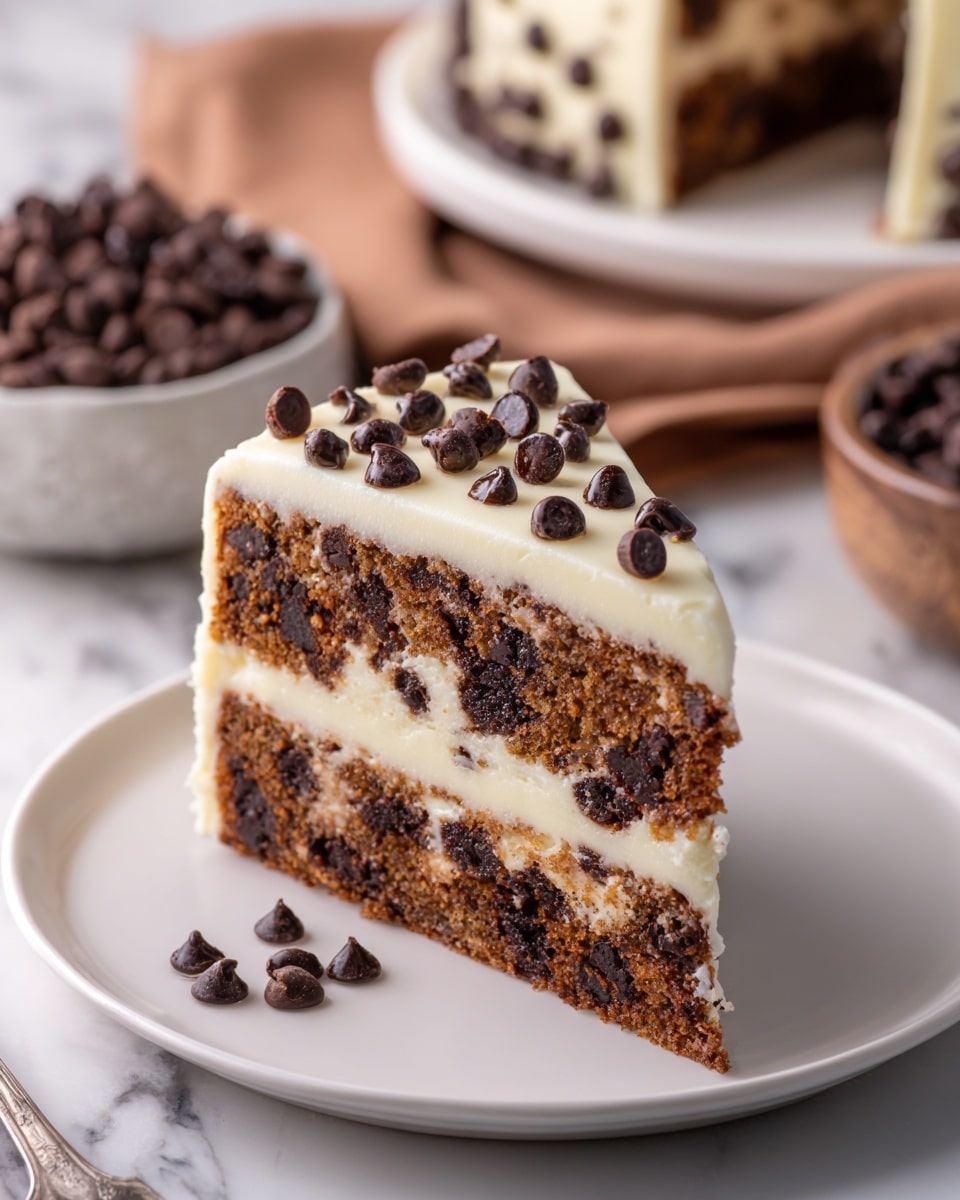 Chocolate Chip Cookie Cake with Cream Cheese Frosting and Chocolate Ganache Recipe - Recipe Image