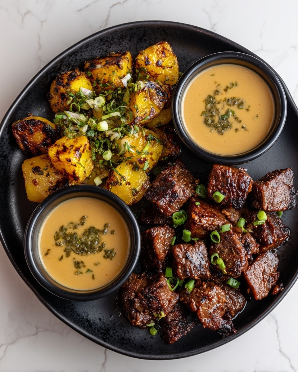 Garlic Butter Steak Bites with Smashed Potatoes Recipe - Recipe Image