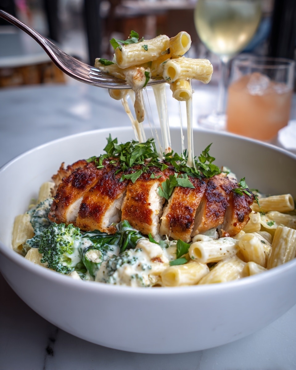 Tuscan Chicken with Creamy Broccoli Alfredo Penne Recipe - Recipe Image