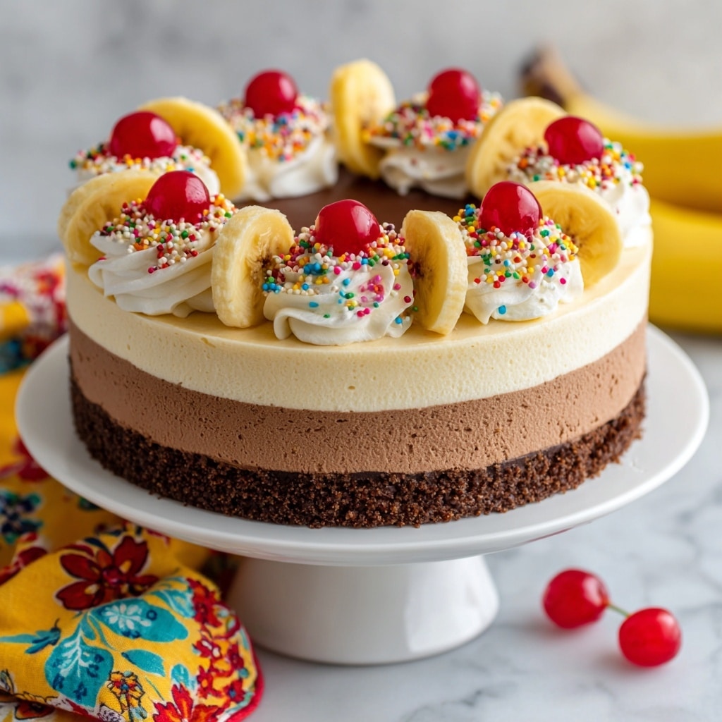 No-Bake Banana Split Cheesecake Recipe - Recipe Image