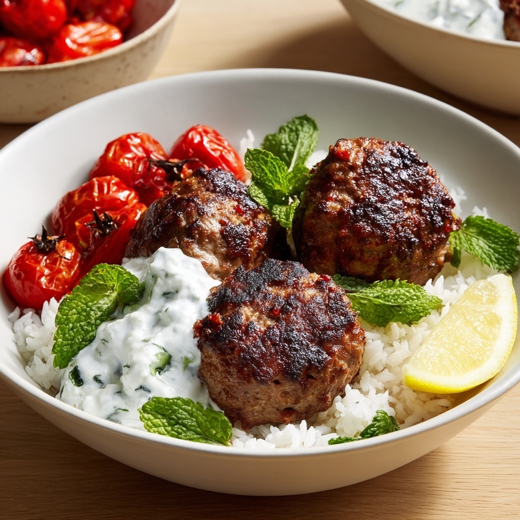 Greek Meatball Rice Bowls with Tzatziki Sauce Recipe - Recipe Image