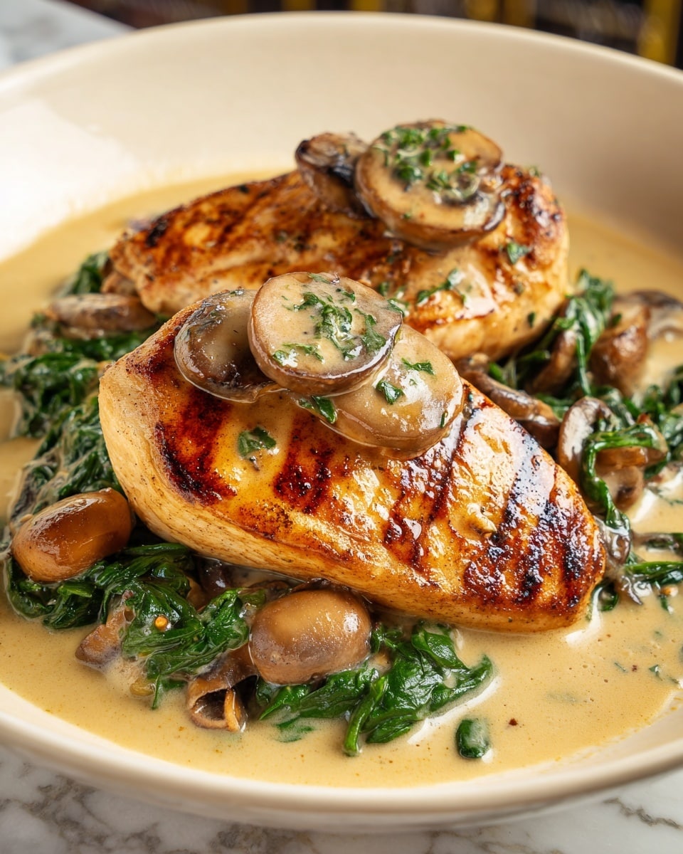 Creamy Parmesan Chicken with Spinach and Mushrooms Recipe - Recipe Image