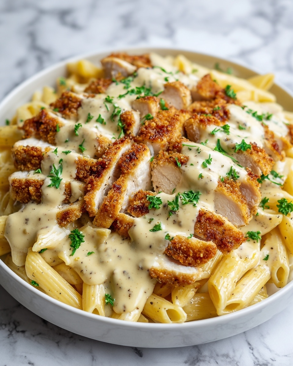 Crispy Chicken with Creamy Pasta Recipe - Recipe Image