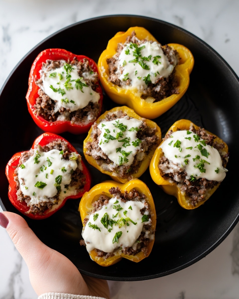 Greek Stuffed Peppers with Tzatziki Sauce Recipe - Recipe Image