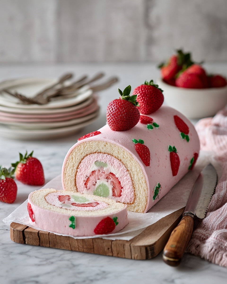 Strawberry Birthday Cake Roll Recipe - Recipe Image