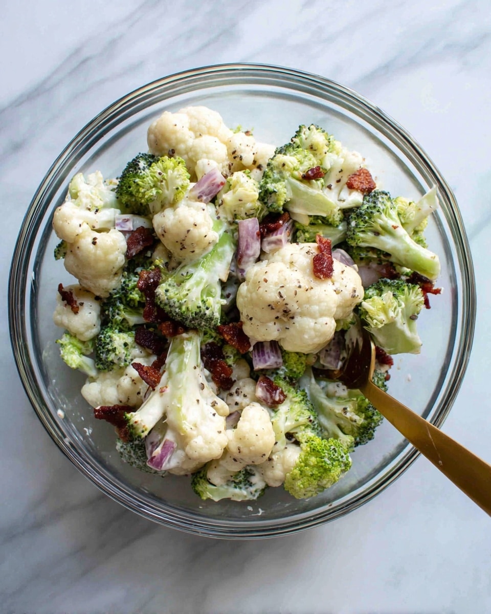 Broccoli Cauliflower Salad with Bacon and Lemon-Herb Dressing Recipe - Recipe Image