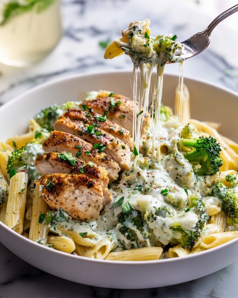 Tuscan Chicken with Creamy Broccoli Alfredo Penne Recipe - Recipe Image
