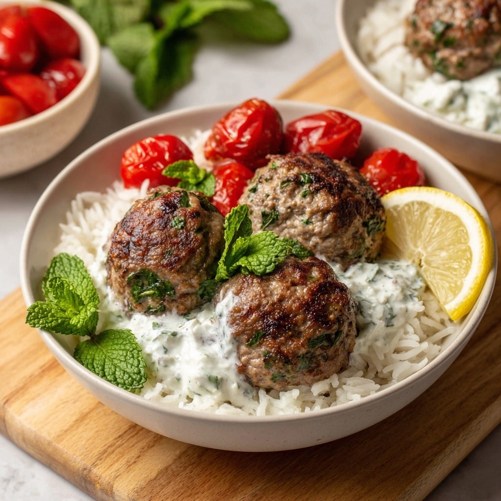 Greek Meatball Rice Bowls with Tzatziki Sauce Recipe - Recipe Image