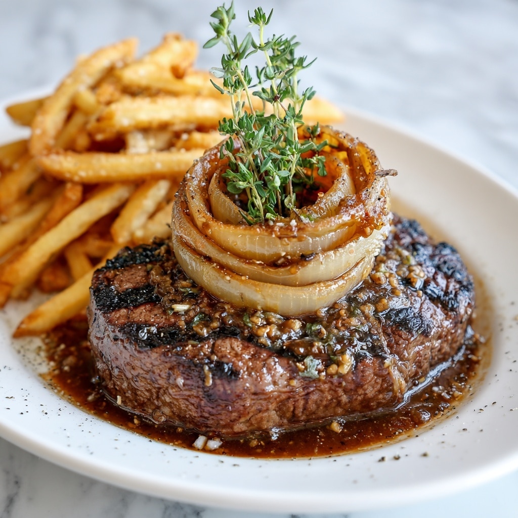 Ribeye Steak with French Onions and French Fries Recipe