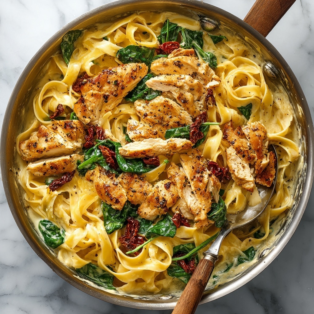 Creamy Chicken Pasta with Spinach and Sun-Dried Tomatoes Recipe