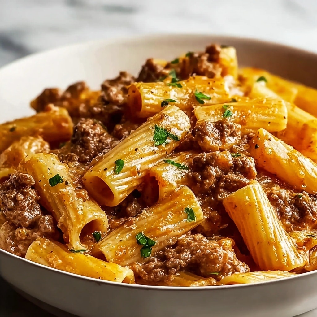 Creamy Garlic Beef Pasta Recipe