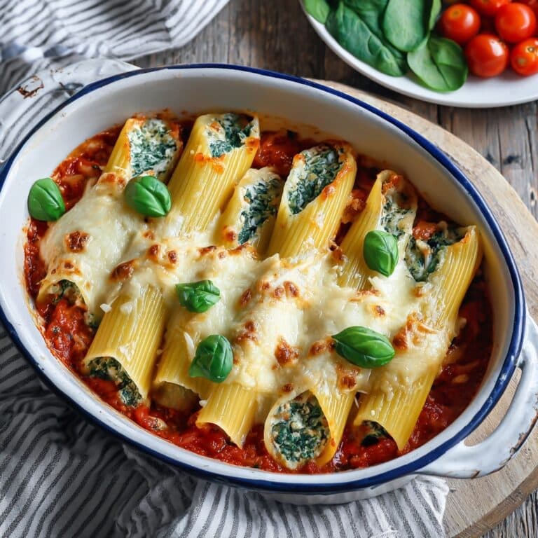 Spinach and Ricotta Stuffed Manicotti Recipe