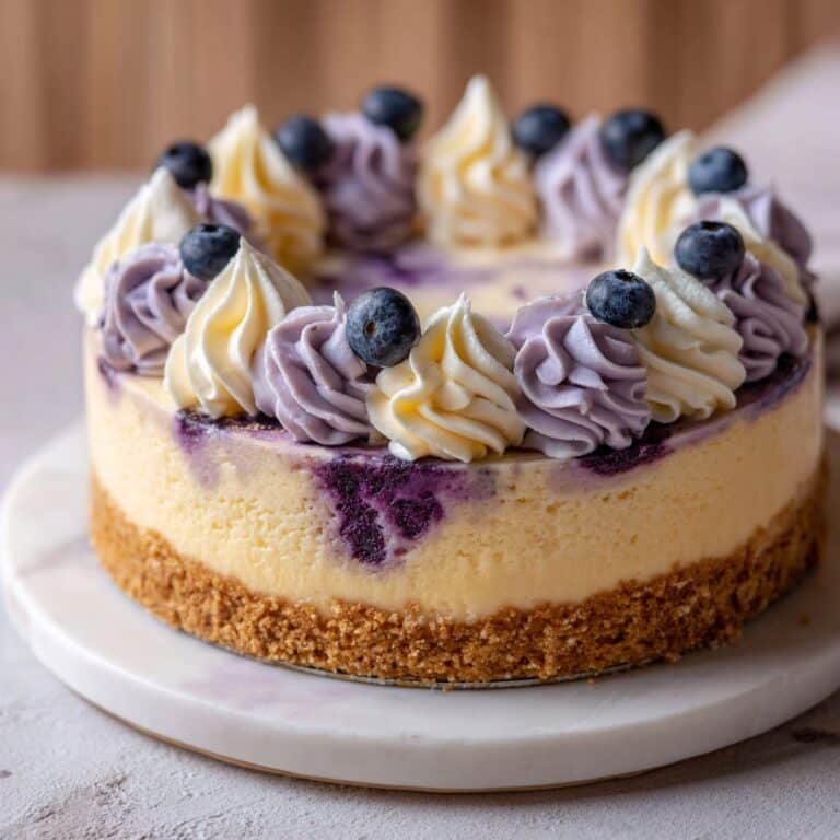 Elegant White Chocolate Blueberry Swirl Cheesecake Recipe