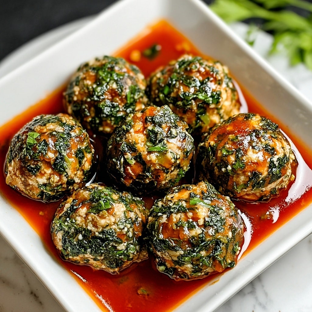 Baked Chicken Ricotta Spinach Meatballs in Marinara Sauce Recipe